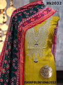 Embroidered Silk Kurti With Shantoon Bottom And Digital Printed Gaji Silk Dupatta-ISKWFBL0810Nk2032