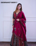 Printed Maslin Cotton Lehenga With Blouse And Dupatta-ISKWNAV071089911