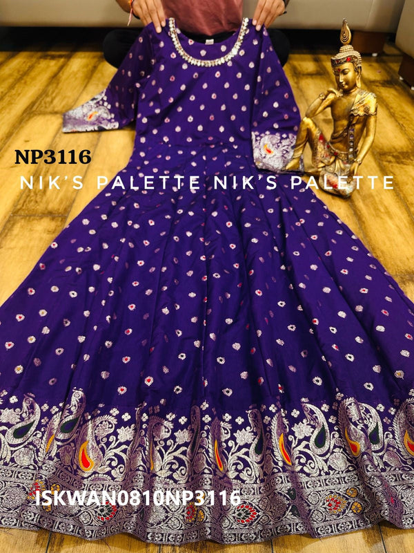 Banarasi Weaved Silk Anarkali With Banarasi Dupatta-ISKWAN0810NP3116