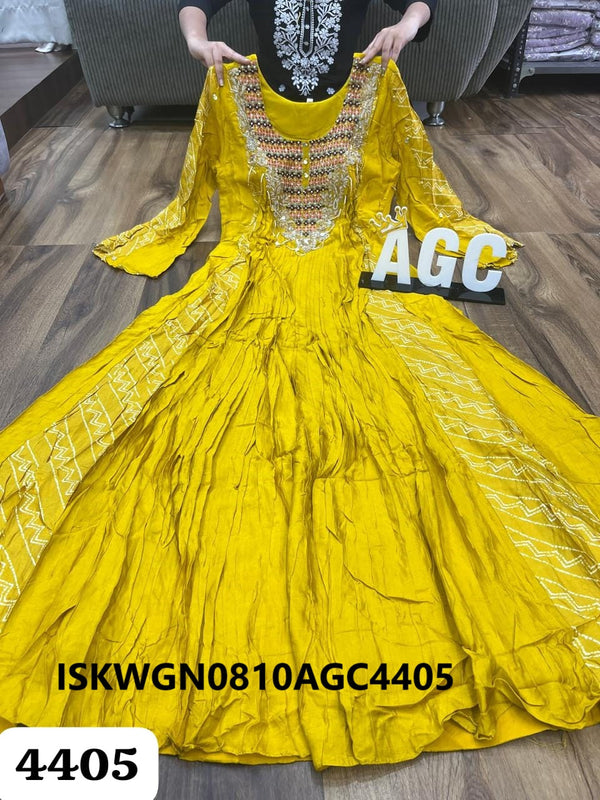 Embroidered Maslin Silk Gown-ISKWGN0810AGC4405