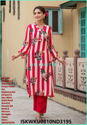 Digital Printed Crepe A-Line Kurti With Pant-ISKWKU0810ND3195