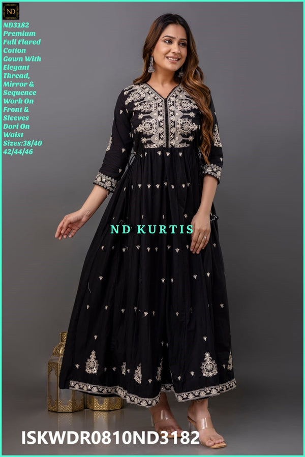 Embroidered Cotton Dress-ISKWDR0810ND3181/ND3182