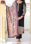 Embroidered Silk Kurti With Pant And Digital Printed Dupatta-ISKWSUVC101024K