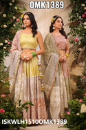 Printed Malmal Lehenga With Blouse And Dupatta-ISKWLH1510OMK1389