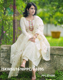 Embroidered Malmal Cotton Anarkali Kurti With Cotton Pant And Dupatta-ISKWSU1610PPC/D1095