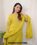 Embroidered Cotton Schiffli Kurti With Pant And Dupatta-ISKWSU161017990