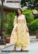 Printed Kurti With Pant And Chiffon Dupatta-ISKWSU1610OMK3303