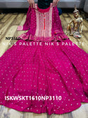 Wrinkle Chinon Banarasi Skirt With Banarasi Peplum Top And Chiffon Dupatta-ISKWSKT1610NP3111