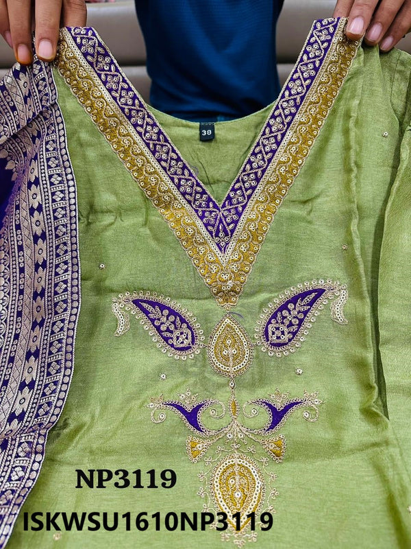 Silk Kurti With Pant And Banarasi Weaved Georgette Dupatta-ISKWSU1610NP3119