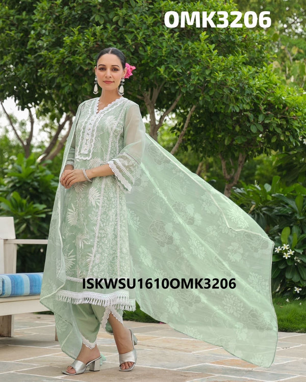 Digital Organza Kurti With Dhoti Pant And Floral Printed Dupatta-ISKWSU1610OMK3206