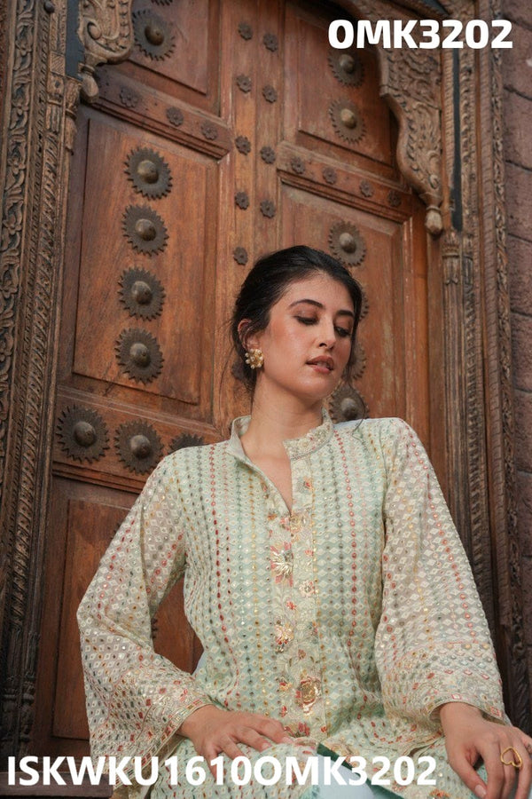 Embroidered Georgette Kurti With Palazzo-ISKWKU1610OMK3202