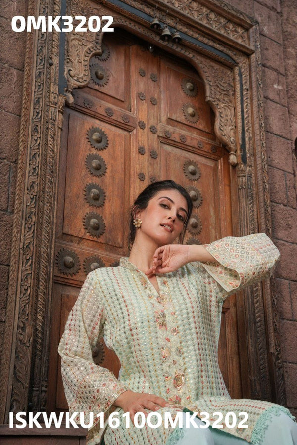 Embroidered Georgette Kurti With Palazzo-ISKWKU1610OMK3202