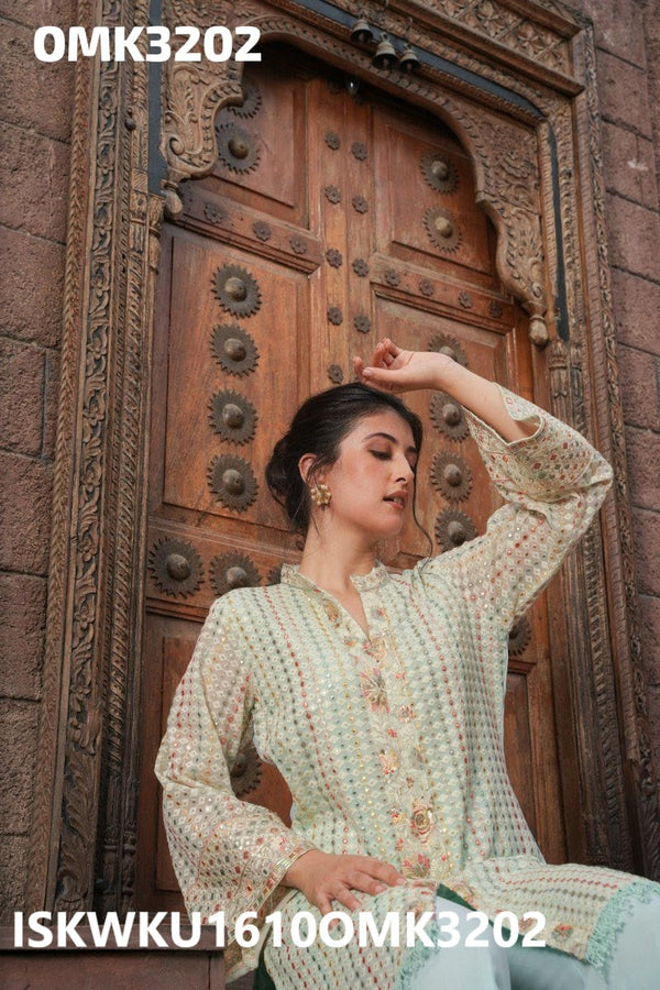 Embroidered Georgette Kurti With Palazzo-ISKWKU1610OMK3202