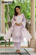 Embroidered Cotton Kurti With Pant And Dupatta-ISKWSU1610OMK3232