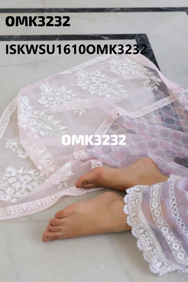 Embroidered Cotton Kurti With Pant And Dupatta-ISKWSU1610OMK3232