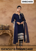 Embroidered Maslin Kurti With Shantoon Pant And Chiffon Dupatta-ISKWSU1610OMK3460