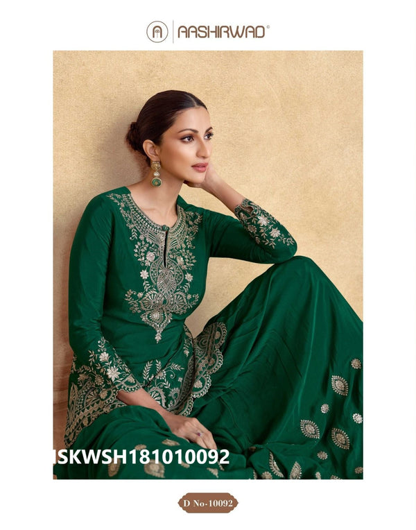 Embroidered Chinon Silk Kurti With Sharara And Net Dupatta-ISKWSH181010092