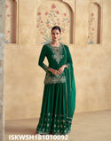 Embroidered Chinon Silk Kurti With Sharara And Net Dupatta-ISKWSH181010092