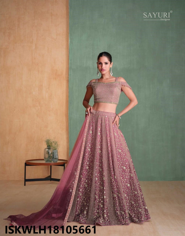 Embroidered Georgette Lehenga With Blouse And Dupatta-ISKWLH18105661