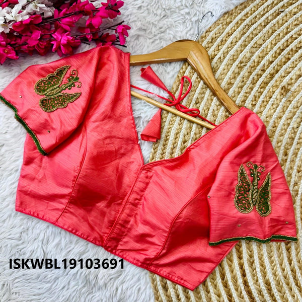 Embroidered Silk Padded Blouse-ISKWBL19103691