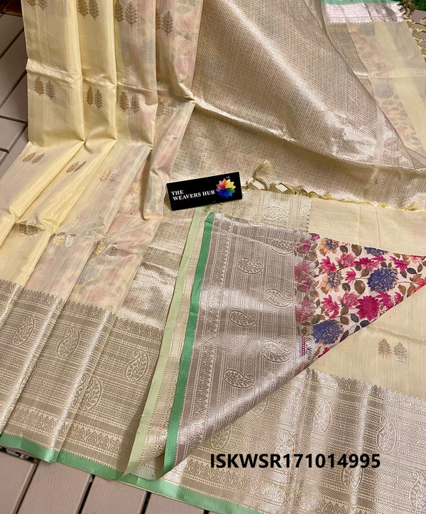 Handloom Kanchi Linen Silk Saree With Digital Printed Blouse-ISKWSR191014995