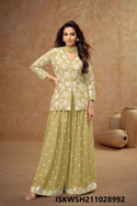 Embroidered Chinon Kurti With Sharara And Dupatta-ISKWSH211028992