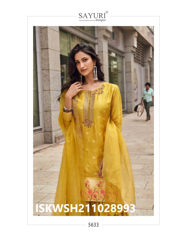 Embroidered Viscose Jacquard Silk Kurti With Sharara And Dupatta-ISKWSH211028993