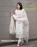 Embroidered Kota Doriya Kurti With Cotton Pant And Dupatta-ISKWSU2110PPC/D1602