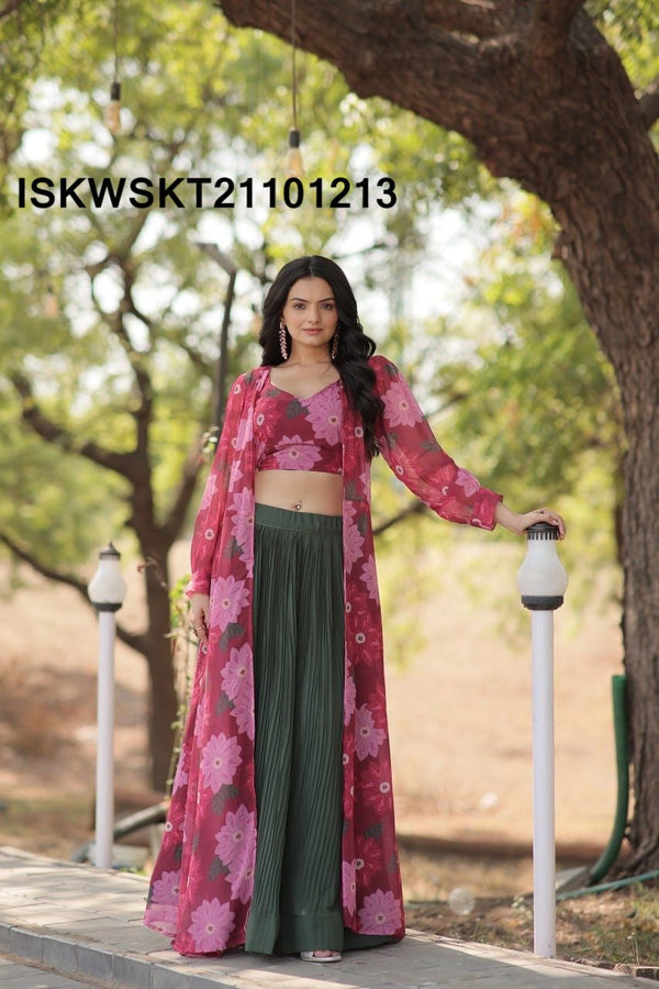 Georgette Skirt With Digital Printed Blouse And Shrug-ISKWSKT21101213