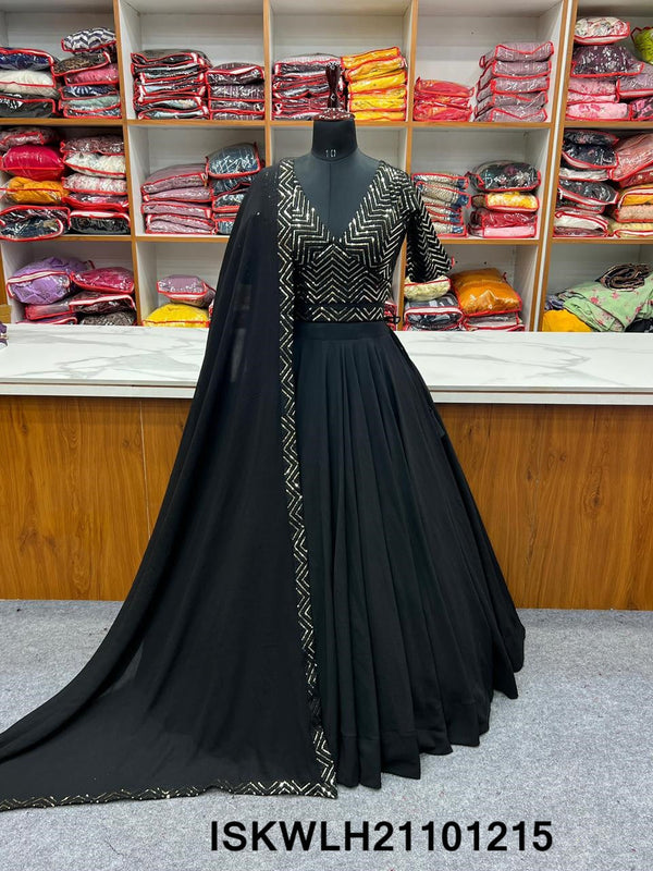 Embroidered Georgette Lehenga With Blouse And Dupatta-ISKWLH21101215