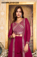 Embroidered Georgette Palazzo With Top And Shrug-ISKWPL21101220