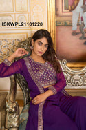 Embroidered Georgette Palazzo With Top And Shrug-ISKWPL21101220