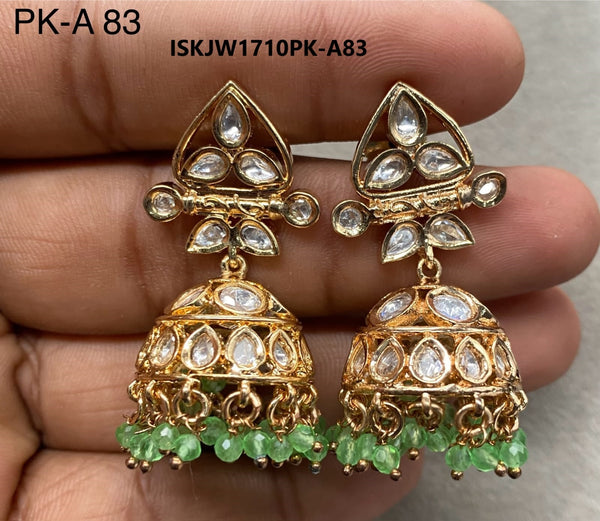 Kundan Earrings-ISKJW1710PK-A83