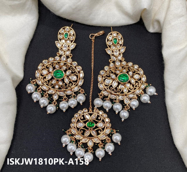 Kundan Earrings Set-ISKJW1810PK-A158