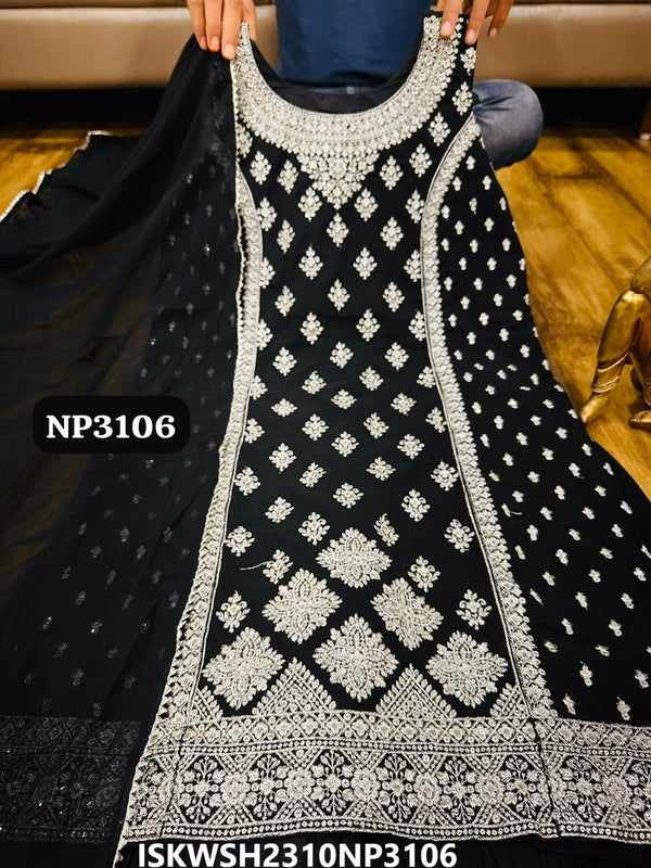 Embroidered Georgette Kurti With Sharara And Dupatta-ISKWSH2310NP3106/NP3107