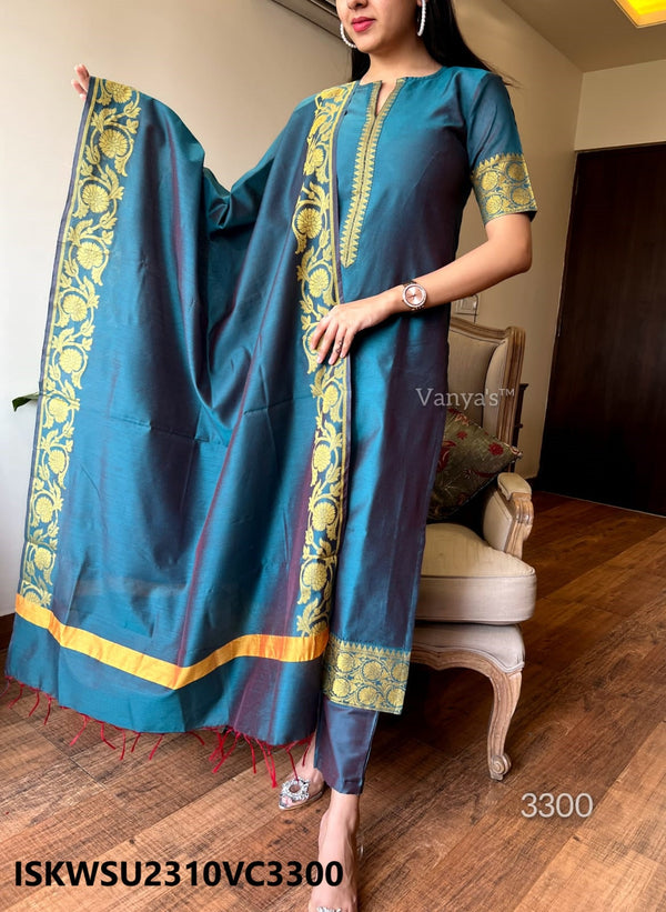 Banarasi Silk Kurti With Silk Pant And Jacquard Dupatta-ISKWSU2310VC3300