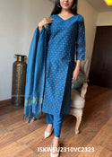 Modal Chanderi Kurti With Silk Pant And Self Zari Weaving Chanderi Dupatta-ISKWSU2310VC2323