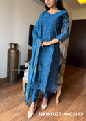 Modal Chanderi Kurti With Silk Pant And Self Zari Weaving Chanderi Dupatta-ISKWSU2310VC2323