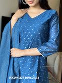 Modal Chanderi Kurti With Silk Pant And Self Zari Weaving Chanderi Dupatta-ISKWSU2310VC2323