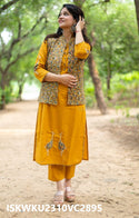 Cotton Kurti With Pant And Printed Quilted Jacket-ISKWKU2310VC2895