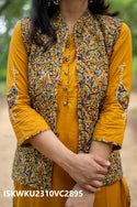 Cotton Kurti With Pant And Printed Quilted Jacket-ISKWKU2310VC2895