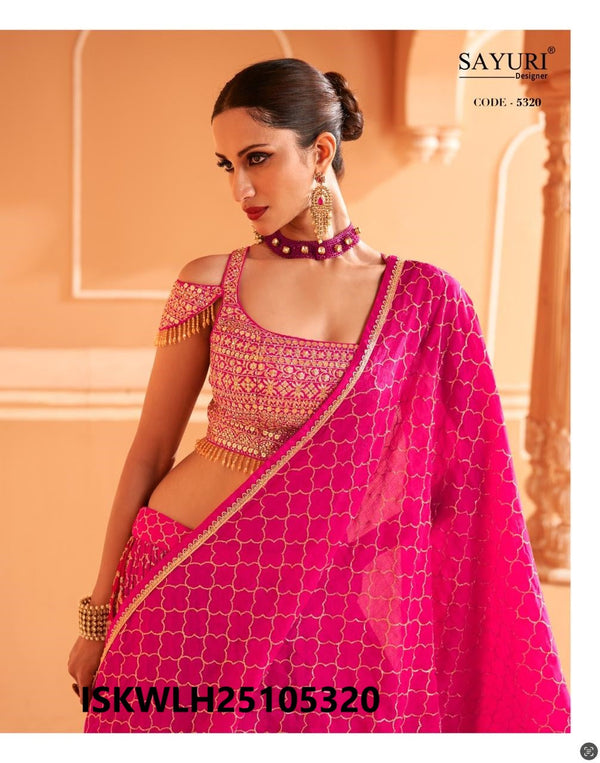 Embroidered Chinon Silk Lehenga With Blouse And Dupatta-ISKWLH25105320