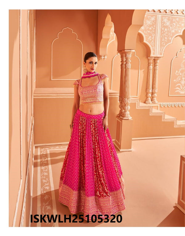 Embroidered Chinon Silk Lehenga With Blouse And Dupatta-ISKWLH25105320