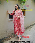 Hand Block Printed Cotton Anarkali Kurti With Pant And Kota Doriya Dupatta-ISKWSU2810PPC/D1652