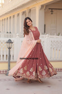 Embordered Georgette Gown With Dupatta-ISKWGN29102000