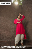 Embroidered Rayon Kurti With Dhoti Pant-ISKWKU2910OMK3551