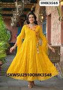 Embroidered Georgette Anarkali Kurti With Shantoon Pant And Organza Dupatta-ISKWSU2910OMK3548