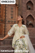 Silk Anarkali Kurti With Pant And Organza Dupatta-ISKWSU2910OMK3542