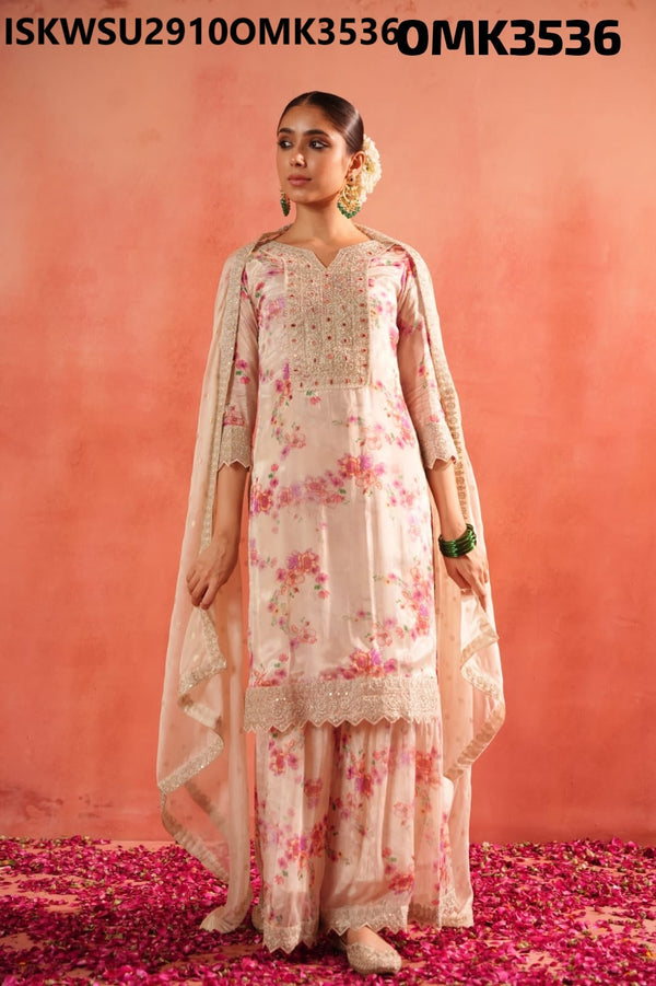 Floral Printed Chinon Kurti With Palazzo And Dupatta-ISKWSU2910OMK3536