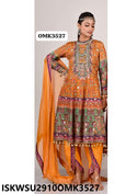 Embroidered Tabby Silk Peplum Kurti With Dhoti Pant And Chiffon Dupatta-ISKWSU2910OMK3527